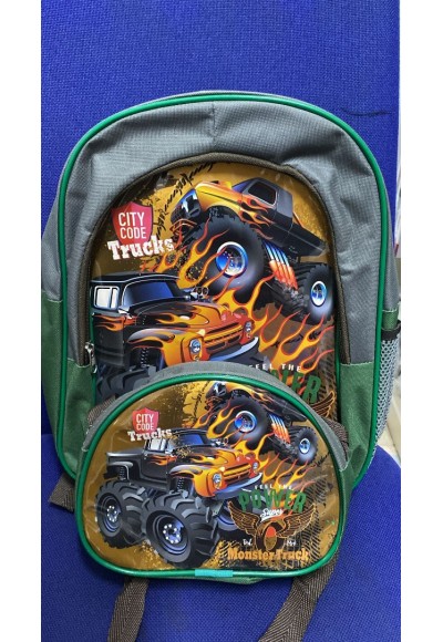 Desenli İlkokul Çantası Beslenmeli 2'li Set