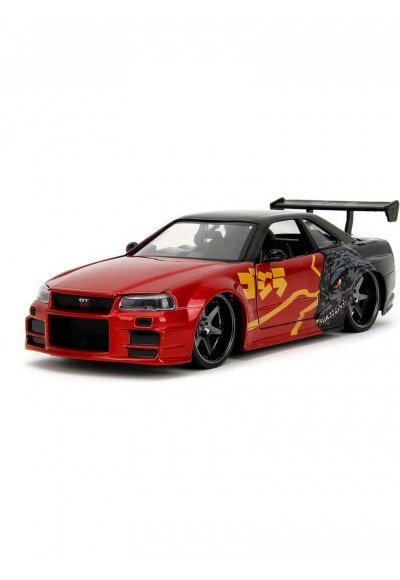 Jada 1:24 Ölçekli Araba Godzilla 2002 Nissan Skyline Gt-r R34 